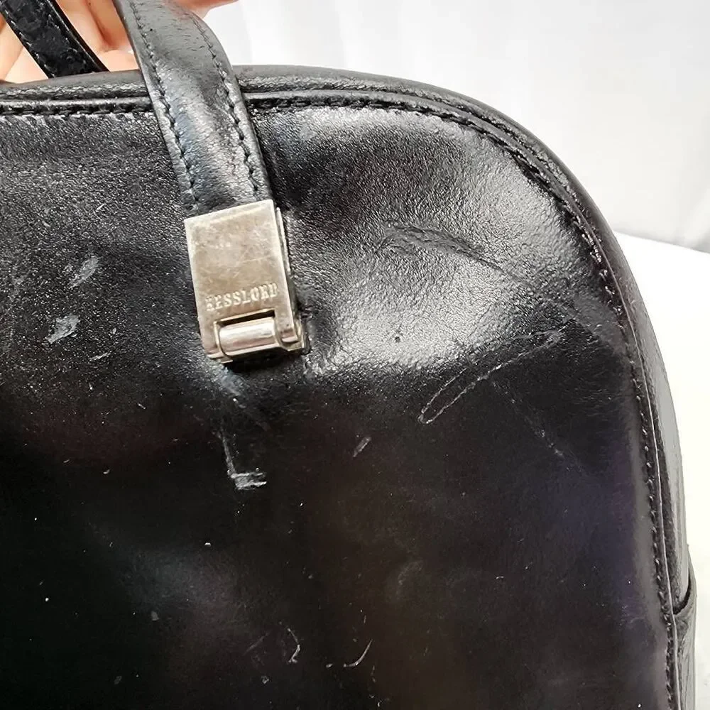 KessLord Black Calfskin Double-Handle Handbag